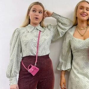 ASOS green print blouse